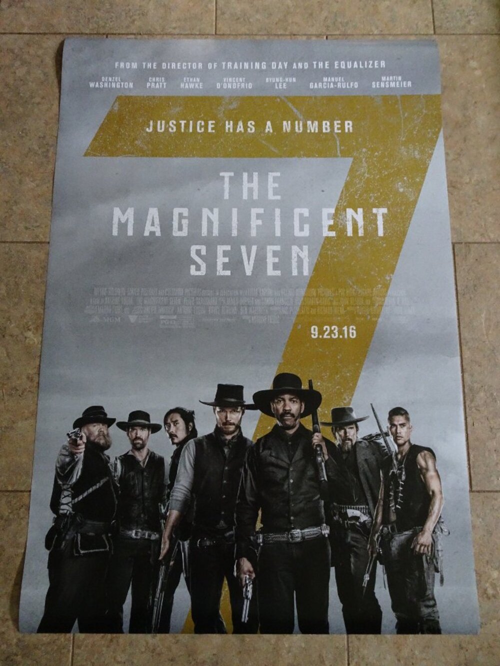 The Magnificent Seven - Movie Poster with Denzel Washington and Chris Pratt